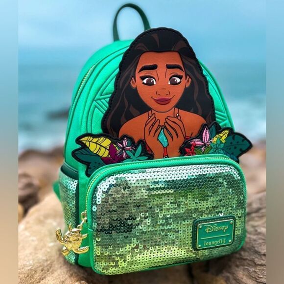 Loungefly Handbags - Exclusive: Moana Heart of Te Fiti Sequins Mini Backpack.